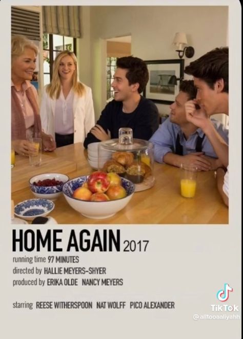 Home Again Movie, Jon Rudnitsky, Minimalistic Polaroid Poster, Reese Witherspoon Movies, Nat Wolff, Romcom Movies, Candice Bergen, Polaroid Posters, Girly Movies