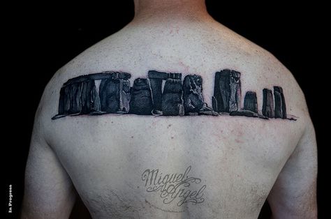 Stonehenge tattoo Stone Henge Tattoo, Tattoo On Guys, Black Phoenix Tattoo, Stonehenge Tattoo Ideas, Stonehenge Tattoo, Phoenix Tattoo Arm, Stonehenge Jewelry, Stonehenge Aesthetic, Stonehenge Drawing