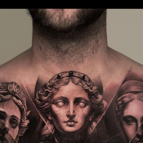 Greek Goddesses, Greek Tattoos, Chest Piece, Chest Tattoo, Greek Goddess, Art Tattoo, Statue, Tattoos, On Instagram