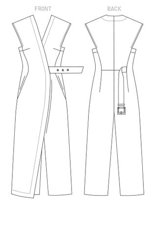 Line Art Pola Jumpsuit, Jumpsuit Sewing Pattern, Jumpsuit Sewing, Jumpsuit Pattern Sewing, Sewing Pants, Vogue Sewing, Diy Fashion Clothing, Vogue Sewing Patterns, Vogue Pattern