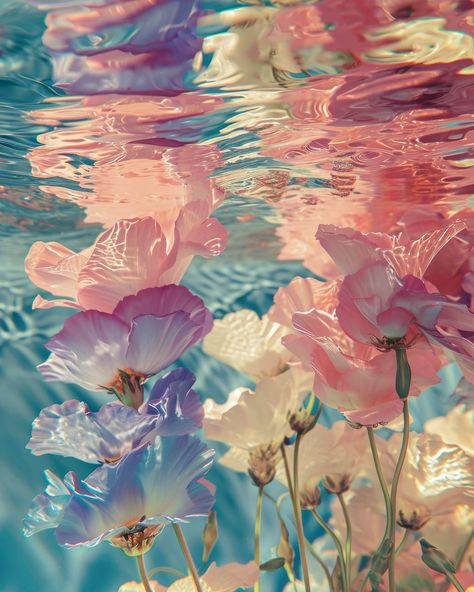 Flower Petals In Water, Flowers Floating In Water, Petals In Water, Flowers Underwater, Underwater Flowers, Wet Flowers, Flower Water, Water Flowers, Flower Petals