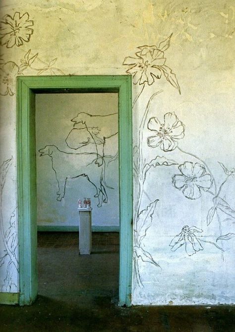 Villa Santo Sospir, Santo Sospir, Vintage Eclectic Home, Entry Wall, Bedroom Murals, Jean Cocteau, Wall Drawing, Countryside House, Eclectic Art