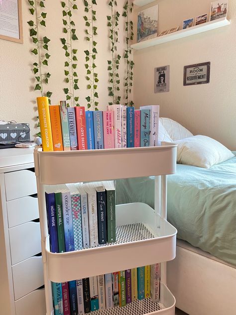 Bedroom With Bookshelf, Redecorate Room, Bookshelf Inspo, Room List, Dorm Style, Princess Palace, Bookshelf Inspiration, Book Cart, Tbr List