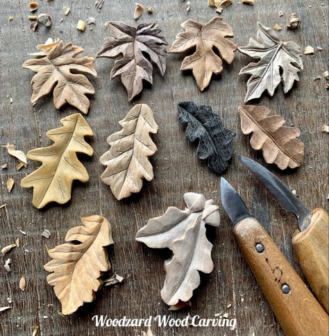 Wood Jewelry Diy, Oak Leaf Necklace, Whittling Projects, Wood Leaf, Simple Wood Carving, Tree Carving, Wood Carving Designs, Wood Shop Projects, Wood Carving Patterns