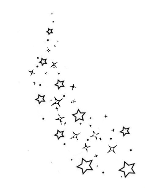 Simple Stars Drawing, Cascading Stars Tattoo, Ornamental Star Tattoo, Space Stars Tattoo, Tattoo Accents, Falling Star Tattoo, Stars Drawings, Tattoo Stars, Stars Drawing