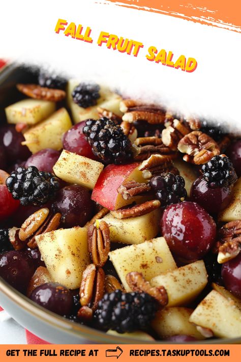 Discover the perfect blend of autumn flavors with this delightful Fall Fruit Salad. Packed with seasonal fruits like crisp apples, juicy pears, and plump grapes, this refreshing recipe is both healthy and satisfying. Tossed with a hint of cinnamon and a touch of honey, every bite is a celebration of fall's bounty. Perfect for cozy gatherings or as a nutritious snack, this salad is a must-try for those who embrace the changing seasons. Pin this recipe to bring the taste of autumn to your table and Fruit Salad With Pears, Fall Fruit Salad Thanksgiving Sides, Fall Fruit Salad Autumn, Autumn Fruit Salad, Fall Fruit Salad Recipes, Fruit Salad Fall, Apple Fruit Salad, Fall Fruit Salad, Thanksgiving Fruit Salad