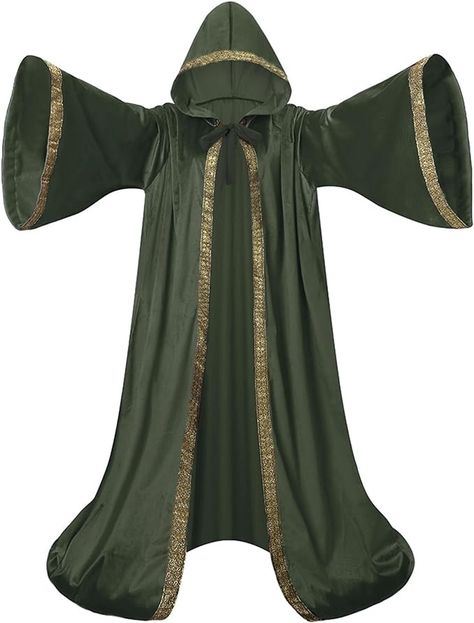 Amazon.com: Wizard Robe Adult with Hood Sleeves, Men Women Wedding Costume Halloween Fancy Lined Cosplay(59"/150cm,Apricot) : Toys & Games Anastasia Costume, Wizard Cloak, Wizard Robe, Wizard Robes, Vampire Witch, Wizard Costume, Pirate Outfit, Hooded Robe, Halloween Vampire