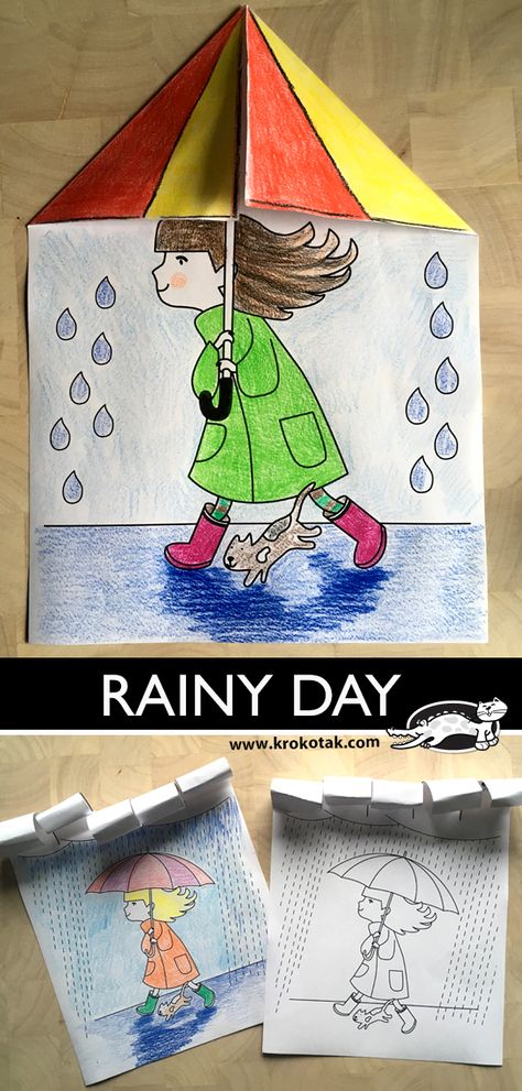 krokotak | RAINY DAY Rainy Day Art, Weather Art, Weather Crafts, Art Project For Kids, Rainy Day Crafts, Project For Kids, Spring Crafts For Kids, Kindergarten Art, Rainy Day Activities