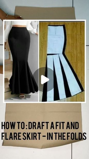 Basic Skirt Pattern How To Make, Cocoa Nails, Mermaid Skirt Pattern, Flared Skirt Pattern, Long Flare Skirt, Long Skirt Pattern, Diy Clothes Patterns, Sewing Pockets, Godet Skirt