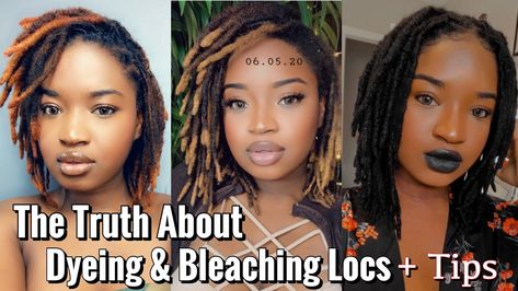 THE TRUTH ABOUT DYEING & BLEACHING LOCS TIPS | MY DYEING / BLEACHING EXPERIENCE | #KUWC How To Dye Locs Without Bleach, Bleached Locs Black Women, Bleach Locs, Dreads Care, Free Hair, S Video, Locs, The Truth, Dyed Hair