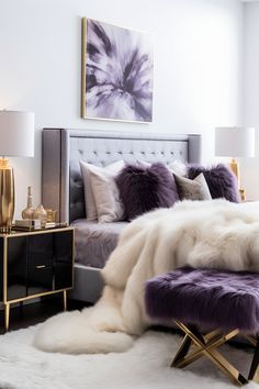 Plum And Silver Bedroom, Purple And Gold Bedroom Ideas For Women, Purple Adult Bedroom, Magic Room, Purple Bedroom Decor, Bedroom 2024, Boho Bedroom Design, Guest Bedroom Design, Purple Bedrooms