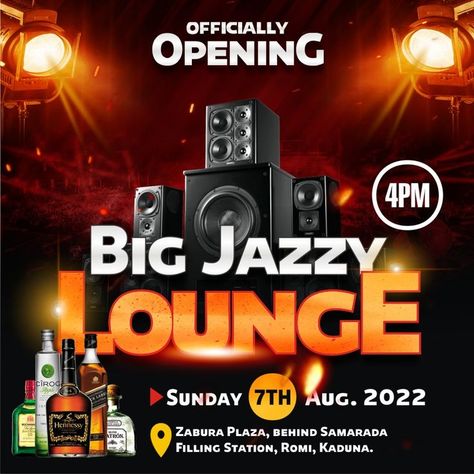 A flyer Design for the Official Opening of a Lounge. Lounge Flyer Design, Book Release Flyer, After Party Flyer Design, Club Poster Design Flyer Template, Free Party Flyer Psd, Graphic Design Flyer, Filling Station, Flyer Design, Portfolio