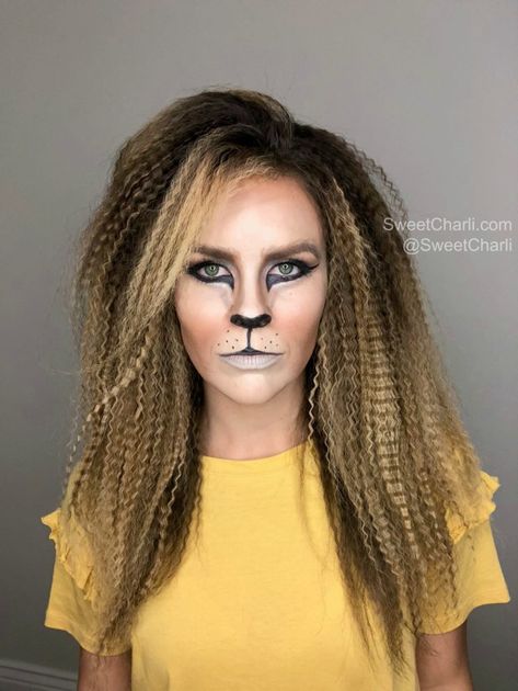 Easy Lion Makeup Tutorial » Kami Watson Easy Lion Makeup, Lion Face Paint Easy, Funny Makeup Memes, Lion Face Paint, Lion Makeup, Lion Halloween Costume, Lion Halloween, Adult Face Painting, Funny Makeup