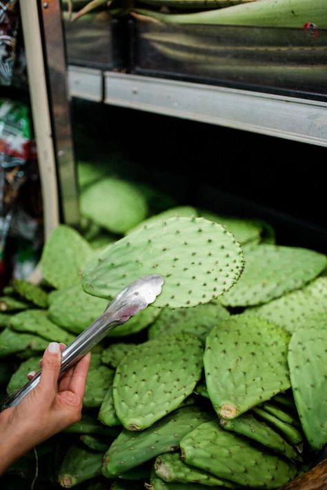 If you're new to the concept of cooking nopales, fear not! I've created a whole guide on how to prep and cook the somewhat intimidating looking cactus paddles. You'll be a pro in no time! How To Cook Nopales, Nopales Recipe, Prickly Pear Recipes, Cactus Recipe, Cactus Food, Shrimp Patties, Prickly Cactus, Fluffy Eggs, Pear Recipes