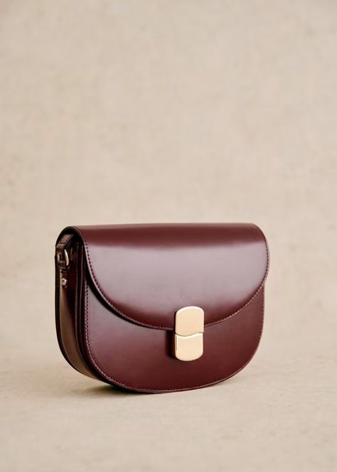 Claude Bag - Glossy Burgundy - Bovine leather - Sézane Fashion Wishlist, Press Studs, Vegetable Tanned Leather, Parisian Style, Embossed Leather, Leather Handle, Cowhide Leather, Smooth Leather, Tan Leather