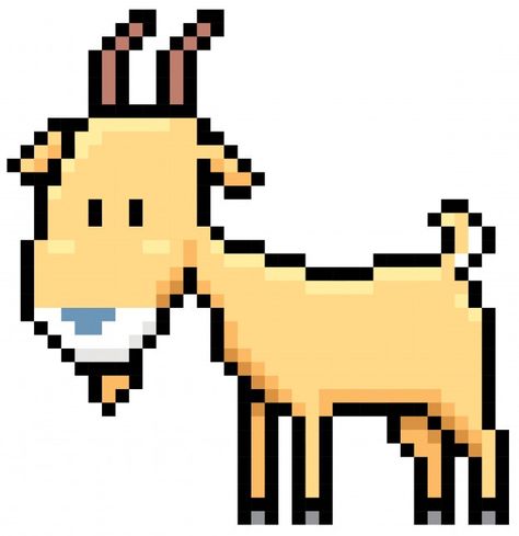 Goat Pixel Art, Cartoon Goat, Goat Vector, Premium Vector Cartoon, Pixel Design, Vector Cartoon, Single Image, Transparent Png, Premium Vector