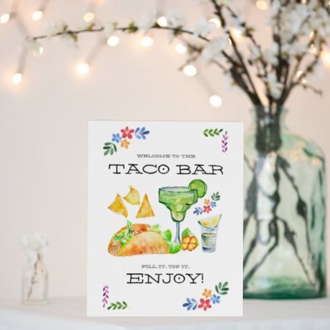 $22.30 | Taco Bar Menu Sign | Taco Party #taco party, taco bar, taco menu sign, birthday party, wedding, baby shower, watercolor, mexican, fiesta, tacos and tequila Taco Bar Menu, Taco Station, Tacos Menu, Bar Menu Sign, Mexican Birthday, Night Set, Tacos And Tequila, Taco Party, Menu Sign