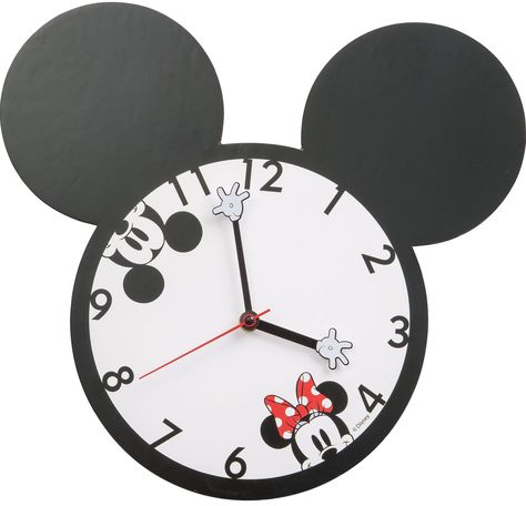 Disney Mickey and Minnie Mouse Shaped Decorative Wall Clock Cozinha Do Mickey Mouse, Diy Wall Clock Ideas, Mickey Mouse Clock, Mickey Room, Disney Baby Nurseries, Mickey Mouse Bathroom, Mickey Mouse Room, Mickey Mouse Bedroom, Disney Bathroom