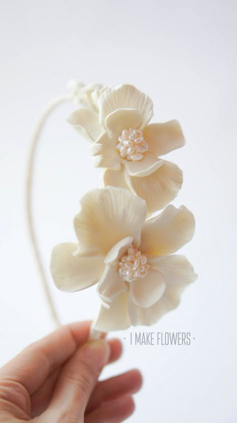 Polymer Clay Orchid, Orchid Flower Crown, Flowers Crown, Cold Porcelain Flowers, Polymer Clay Flower Jewelry, Crown Hair, Tanah Liat, Hair Wreath, Orchid Flowers