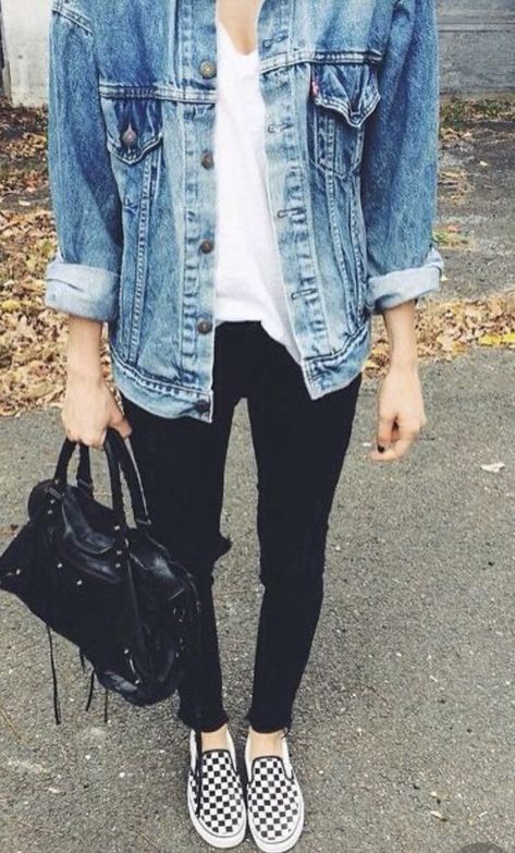 Look Legging, Ellie Saab, Vans Outfit, Jean Jacket Outfits, Rock Outfit, Outfit Jeans, Minimal Chic, Casual Fall Outfits, Ladies Dress Design