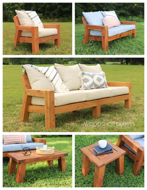 Woodshop Diaries--Printable PDF Furniture Building Plans – Page 4 Diy Dresser Plans, Outdoor Sofa Diy, Outdoor Shelves, Wooden Sofa Designs, Furniture Building, Outdoor Chaise Lounge Chair, Outdoor Loveseat, Outdoor Couch, Outdoor Diy Projects