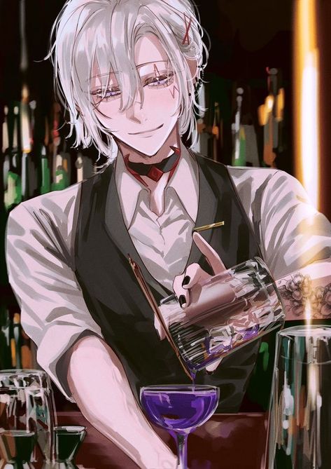 Bartender Anime, Fulgur Ovid, 19 Days Characters, Really Cool Drawings, Roleplay Characters, Boy Art, Handsome Anime Guys, Handsome Anime