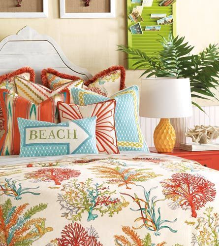 Beautiful Beach Bedding Collections for beach enthusiasts: http://beachblissliving.com/beach-bedding-collections/ Cottage Coastal, Tropical Bedrooms, Beach Bedding, Dream Beach Houses, Beach Room, Tropical Home Decor, Coastal Living Rooms, Coastal Bedrooms, Beach Cottage Decor