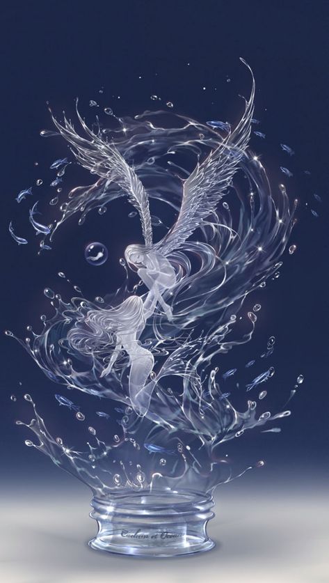 Water Fairy, Soyut Sanat Tabloları, Water Art, Crystal Figurines, 판타지 아트, Fairy Art, Angel Art, Butterfly Wallpaper, Fantastic Art