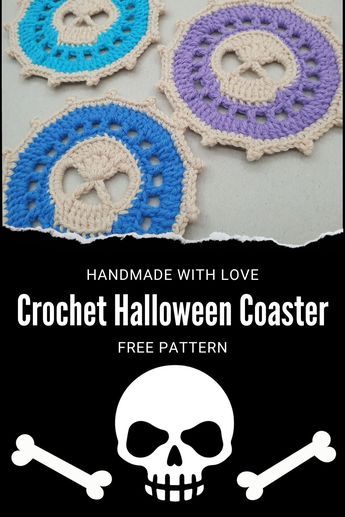 Hello everyone! Welcome to Handmade with love's latest crochet tutorial. In this Halloween YouTube tutorial you will see how to crochet this frightening coaster. With this quick Halloween decoration you can create a terrifying decor for your home to surprise your guests. Crochet a coaster with unique designs. The crochet skull applique is useable for a variety of decorative Halloween crochet DIYs like garland, cardigan. Wonderful and interesting coasters for stunning projects. Skull Crochet Coaster, Crochet Skull Coasters Free Pattern, Crochet Skull Coaster, Skull Coaster Crochet Pattern, Crochet Halloween Coasters Free Pattern, Halloween Coasters Crochet, Alt Crochet Projects, Crochet Coaster Free Pattern, Scary Crochet