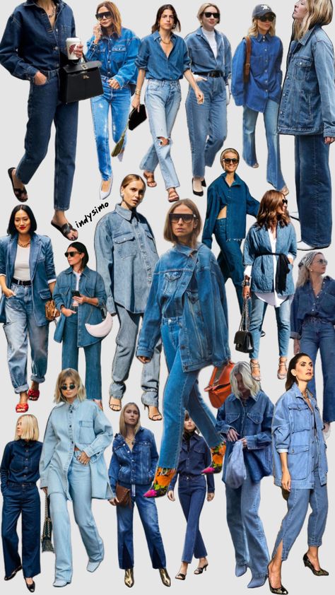 #doubledenim #denimstyle #styleinspo #styleinspiration #denim Double Denim Outfit Aesthetic, Double Denim Aesthetic, 2025 Fashion Trends Summer, Oversize Denim Shirt Outfit, Double Denim 90s, Ss25 Fashion Trends, 90s Denim Outfit, Oversized Denim Shirt Outfit, Denim Outfit Aesthetic