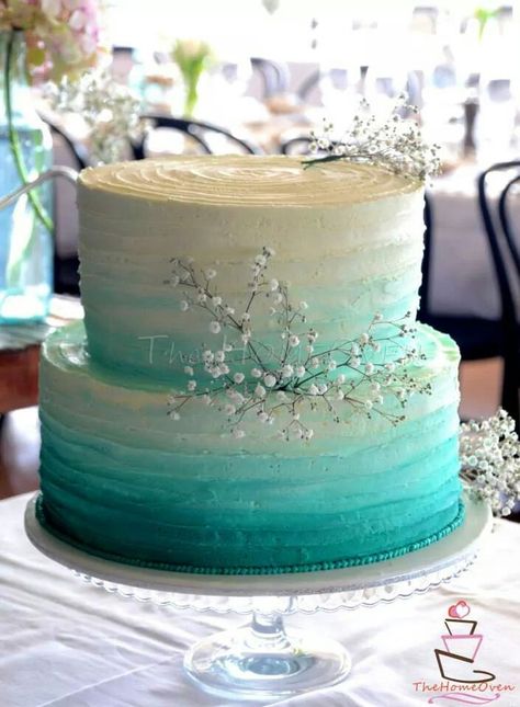 Turquoise And White Wedding Cake, Teal Blue Wedding Cake, Lake Wedding Cake Ideas, Aqua Cake Ideas, Aqua Wedding Cake, Teal Cake Ideas, Butter Cream Wedding Cake, Turquoise Wedding Cake, Turquoise Cake