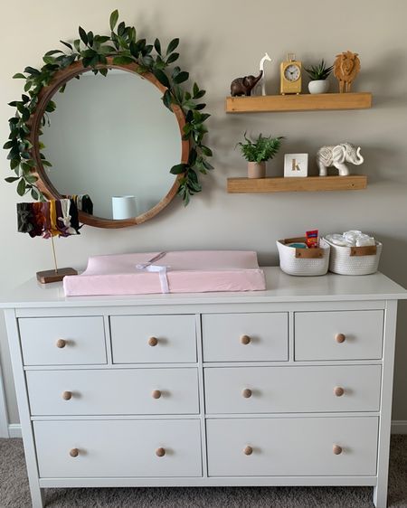 Girls Dresser Decor, Baby Girl Dresser, Nursery Dresser Decor, Safari Theme Bedroom, Baby Boy Nursery Room Design, Changing Table Decor, Nursery Dresser Organization, Changing Dresser, Gender Neutral Baby Nursery