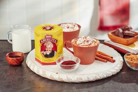 Spicy ABUELITA™ Hot Chocolate | GoodNes Abuelita Hot Chocolate, Cream Cheese Flan, Chocolate Abuelita, Chocolate Dipped Pretzels, Mexican Drinks, Hot Chocolate Drinks, Chocolate Oats, Vanilla Whipped Cream, Mexican Hot Chocolate