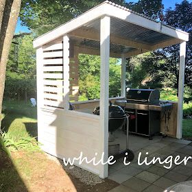 Grill Enclosure Diy, Bbq Covered Area, Diy Bbq Shack, Grill Cover Diy Patio Ideas, Back Yard Bbq Ideas Grill Area Patio, Grill Covers Diy, Covered Grill Area, Build A Bbq, Bbq Shelter