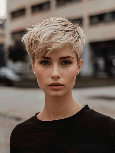 Funky Pixie Cut, Haircuts Trendy, Longer Pixie Haircut, Pixie Haircut For Round Faces, Thick Hair Cuts, Pixie Cut With Bangs, Tapered Haircut, Long Pixie Cuts, Long Pixie