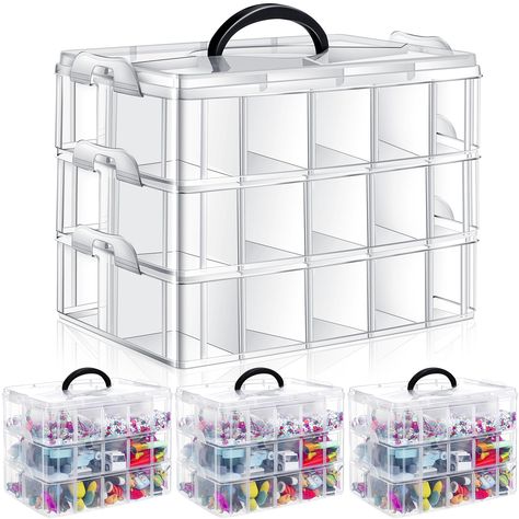 PRICES MAY VARY. Good Organization and Space Efficiency: constructed from quality plastic, these jewelry making organizers and storage are a handy craftsman's asset; They come in a clear color, granting clear visibility of the stored items; The package includes 4 jewelry making organizers, each of which boasts 3 layers of storage with 30 independent adjustable compartments; The ample space accommodates not only jewelry but can also neatly tuck away cosmetics, school supplies, spool, sewing threa Jewelry Making Storage Ideas, Drawer Divider, Sewing Supplies Storage, Dollar Store Diy Projects, Bead Organization, Yarn Storage, Portable Storage, Ceiling Fan In Kitchen, Sewing Organization