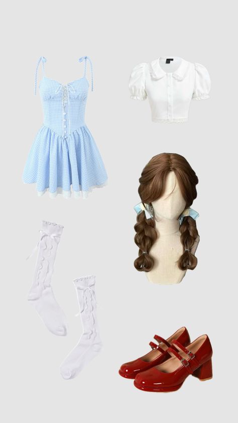 Dorothy costume inpo🌪️💚 Dorthy Costume Ideas, Dorothy Costume Diy, Dorothy Outfit, Dorthy Costume, Dorothy Halloween Costume, Preppy Halloween, Dorothy Costume, Dorothy Gale, Halloween Inspo