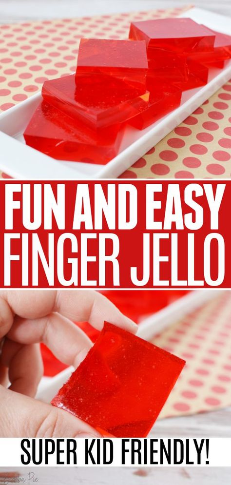 Finger Jello Recipe, Kids Party Finger Foods, Jello Pudding Desserts, Finger Jello, Jello Jigglers, Jello Recipe, Dessert Oreo, Big Hands, Jello Desserts