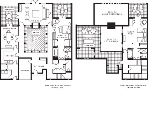 Two-Bedroom Riad Private Residence | Four Seasons Resort Marrakech Moroccan House Plan, Riad Floor Plan, Moroccan Houses, Moroccan Riad, Modern Courtyard, Courtyard House Plans, Hotel Plan, Courtyard House, Mediterranean Homes