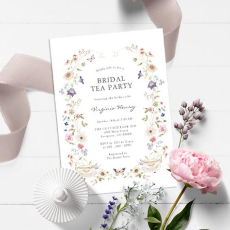 $2.98 | Floral Bridal Tea Party - watercolor floral, elegant flowers, bridal shower, bridal brunch, time for tea, teacup, vintage, spring summer garden tea party, pretty pastel, cute butterfly Bridal Partea, Bridal Shower Tea Party Theme, Bridal Tea Party Invitations, Bridal Tea Invitations, Tea Party Bridal Shower Invitations, Tea Bridal Shower Invitations, Teacup Vintage, Bridal Shower Tea Party, Butterfly Invitations