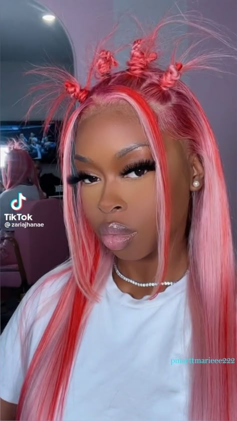 Hairstyles for Every Season | Stay Fashionable Year-Round Creative Wig Hairstyles For Black Women, Pink Birthday Hairstyles For Black Women, Colored Hair For Black Women, Colorful Hair Photoshoot, Birthday Hairstyles For Black Women Pink, Cute Unique Hairstyles, Brown And Pink Hair Wig, Wig Hairstyles Pink And Black, Black And Pink Highlights Wig