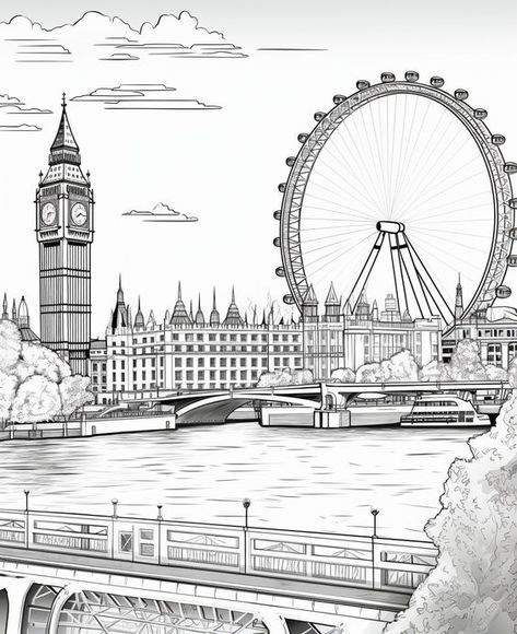 London | Coloring book for children and adults: 5 coloring pages Coloring pages #coloringpages Coloring page #coloringpage Adult Coloring pages #adultcoloringpages Coloring pages adult #coloringpagesadult Coloring books #coloringbooks 1.359 London Colouring Pages, London Eye Sketch, London Sketch Draw, London City Drawing, London Drawing Sketches, London Eye Drawing, City Landscape Sketch, London Art Drawing, London Sketch