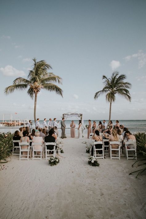 This intimate beach wedding on the shores of Grand Caribe in Belize was a stunner. The wooden wedding arch between two palms was the perfect backdrop with the sea. Not only was it beautiful, it was SO fun! I'm sure if I love coastal weddings or mountain weddings more! For more inspiration from Jen + Jake's destination wedding, head over to the blog on jacilynm.com! Their gallery is fun + beautiful, it will make you want to hop on a plane to Belize right now! Beach Wedding Drinks, Wedding Faq, Wooden Wedding Arch, Coastal Weddings, Wooden Wedding Arches, Belize Wedding, Intimate Beach Wedding, Destination Wedding Welcome Bag, Destination Wedding Ideas