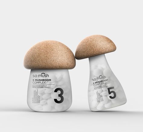 So Mush Supplement – Packaging Of The World Supplement Packaging Design, Supplement Packaging, Supplements Packaging, Cmf Design, Design Department, Bottle Packaging, Creative Packaging Design, Mobile App Design, Design Student