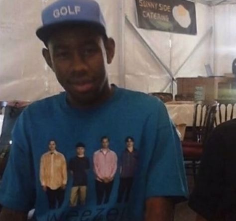 Tyler the creator wearing weezer merch blue concert rare old picture Weezer, Tyler The Creator, The Creator, Blue, Instagram