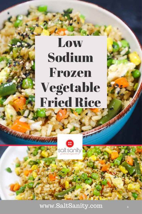 Add this Low Sodium Frozen Vegetable Fried Rice to your dinner rotation! With 281 mg of sodium per serving, it's significantly lower in sodium than any restaurant version. It's a quick and easy-to-prepare splurge! Restaurant Fried Rice, Low Sodium Diet Plan, Easy Low Sodium Recipes, Low Sodium Recipes Heart, Heart Healthy Recipes Low Sodium, Kidney Friendly Diet, Low Salt Recipes, Recipes With Soy Sauce, Dinner Rotation