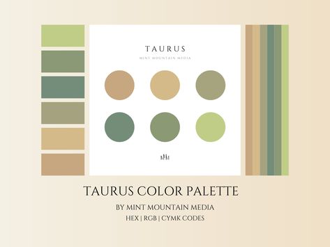 Taurus Colour Palette, Taurus Color Palette, Taurus Colors, Zodiac Sign Colors Palette, Astro Aesthetic, Color Palette Brand, Zodiac Signs Colors, Color Science, Magical Quotes