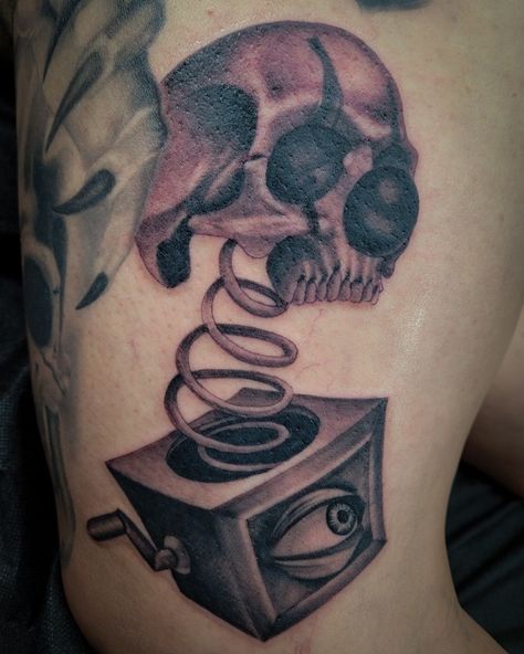 Dark art Jack In The Box Tattoo, The Box Tattoo, Box Tattoo, Tattoo Design Book, Jack In The Box, Design Book, Print Tattoos, Dark Art, Paw Print Tattoo