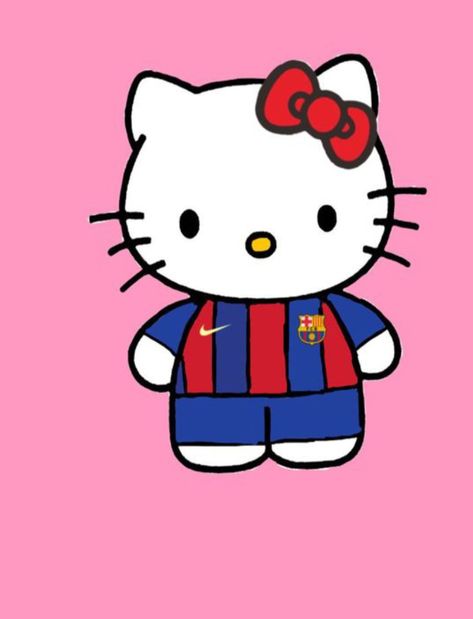 Hello Kitty Playing Soccer, Hello Kitty Soccer, Barcelona Stickers, Chivas Soccer, Soccer Drawing, Fc Barcelona Wallpapers, Hello Kitty Wallpaper Hd, Images Hello Kitty, Retro Wallpaper Iphone