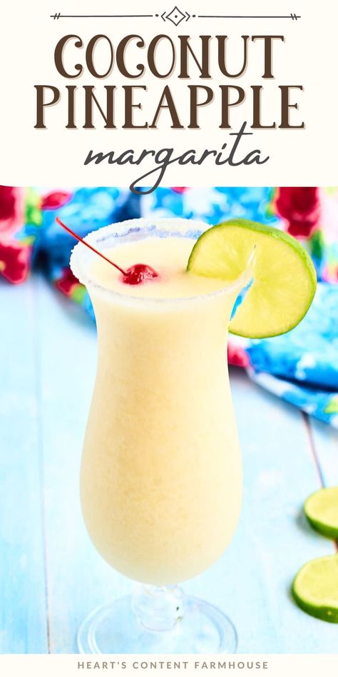 Pineapple Margarita Frozen, Tropical Margarita Recipe, Tequila Pineapple, Pineapple Margarita Recipe, Hawaiian Drinks, Girly Drinks, Coconut Margarita, Frozen Margarita, Margarita On The Rocks